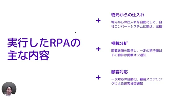 実行したRPAの主な内容